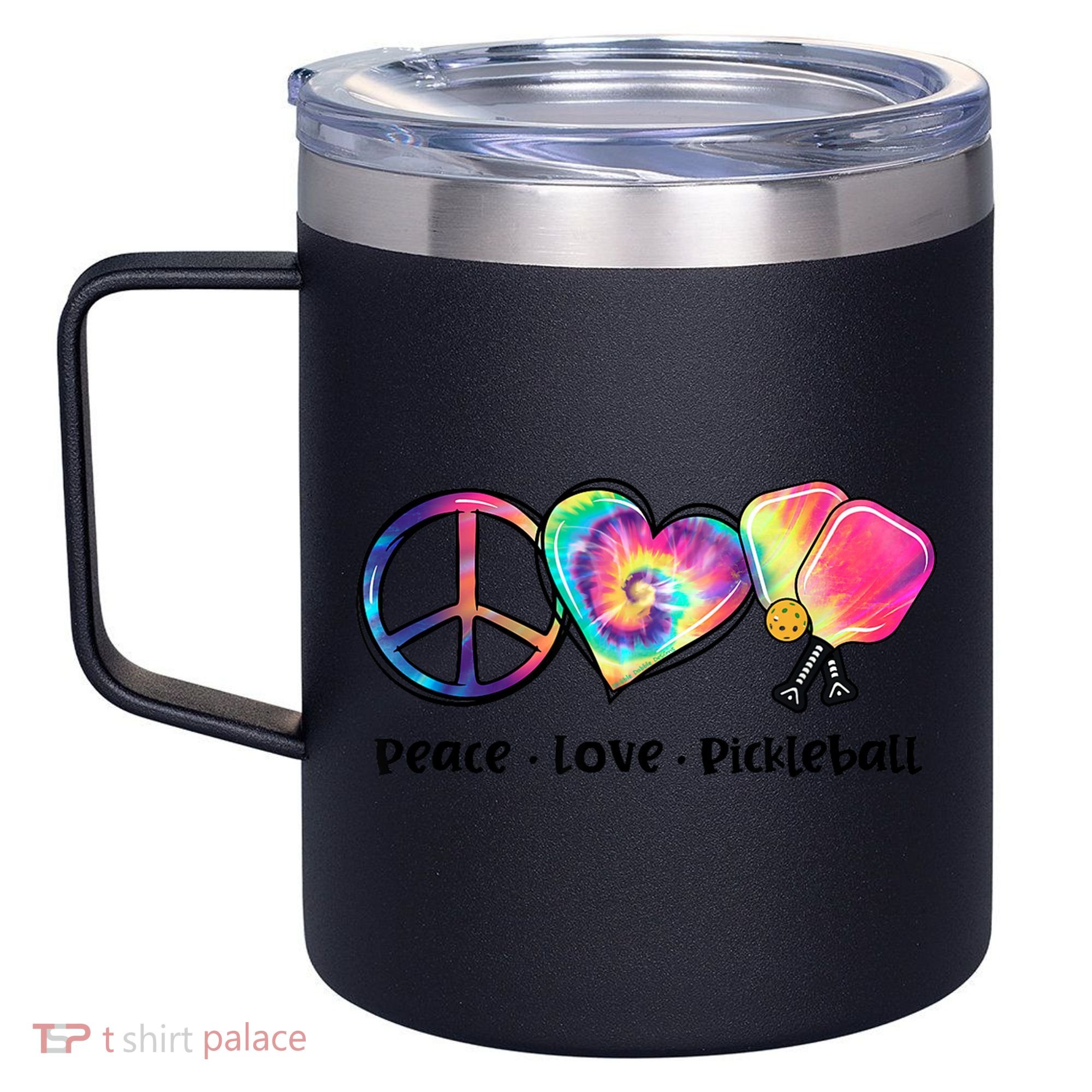 Cute Pickleball Tie Dye Peace Love Pickleball Lovers Gift Ideas 12oz Stainless Steel Coffee Mug