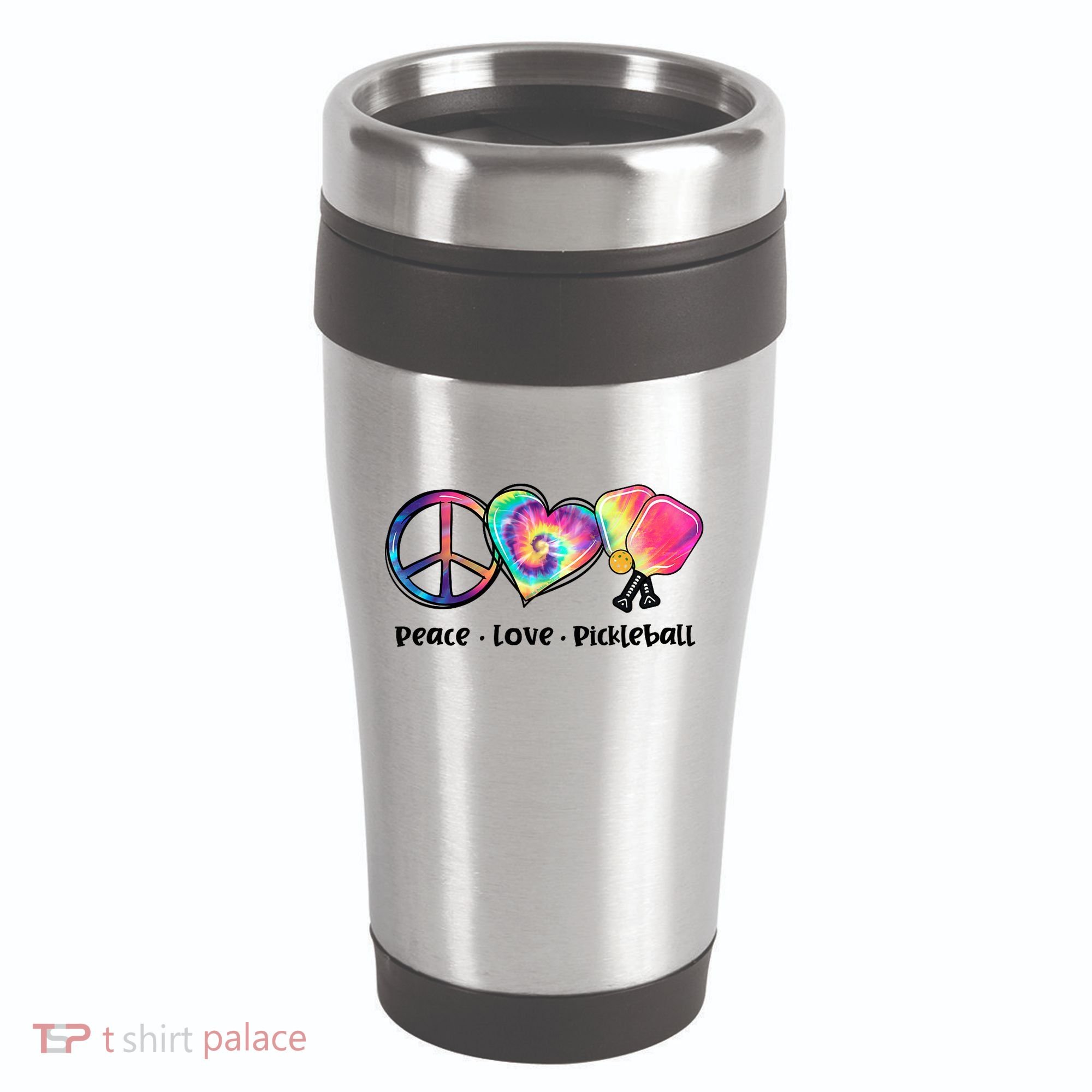 Cute Pickleball Tie Dye Peace Love Pickleball Lovers Gift Ideas 16oz Travel Tumbler