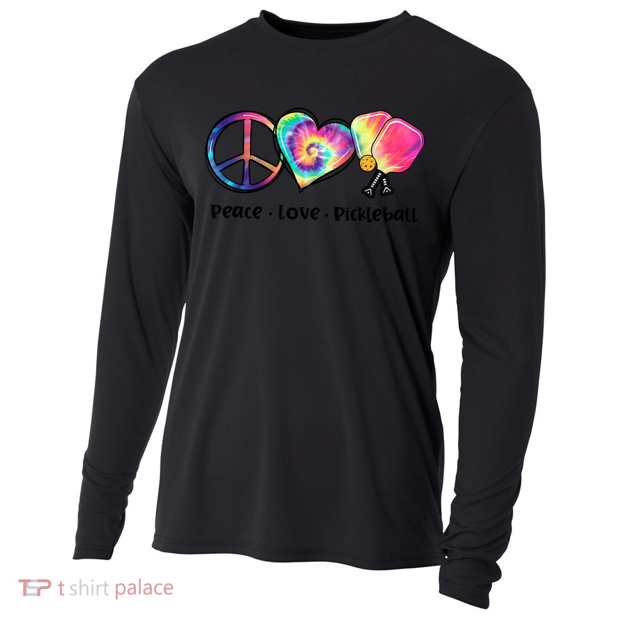 Cute Pickleball Tie Dye Peace Love Pickleball Lovers Gift Ideas Cooling Performance Long Sleeve Crew
