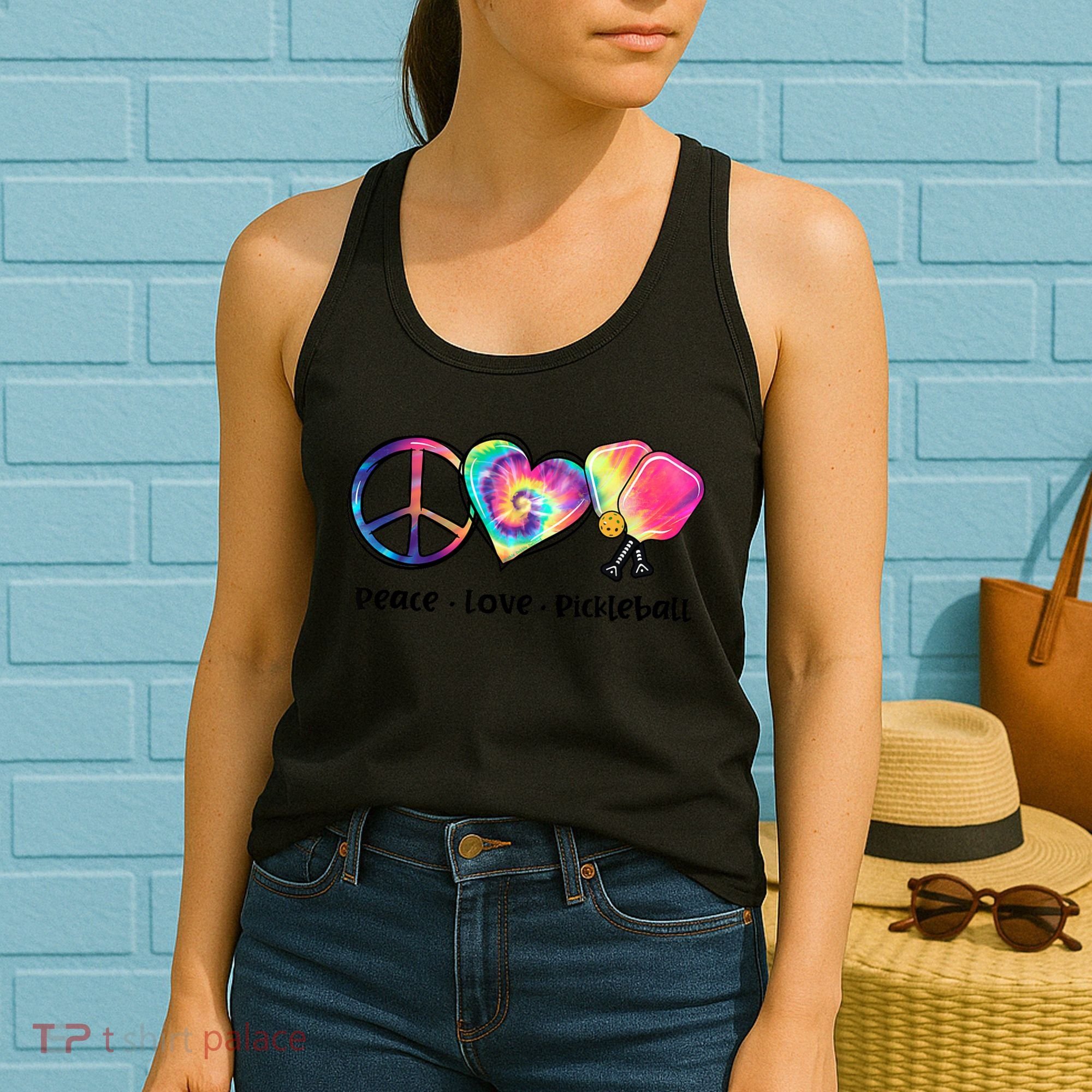 Cute Pickleball Tie Dye Peace Love Pickleball Lovers Gift Ideas Women's Tank Top