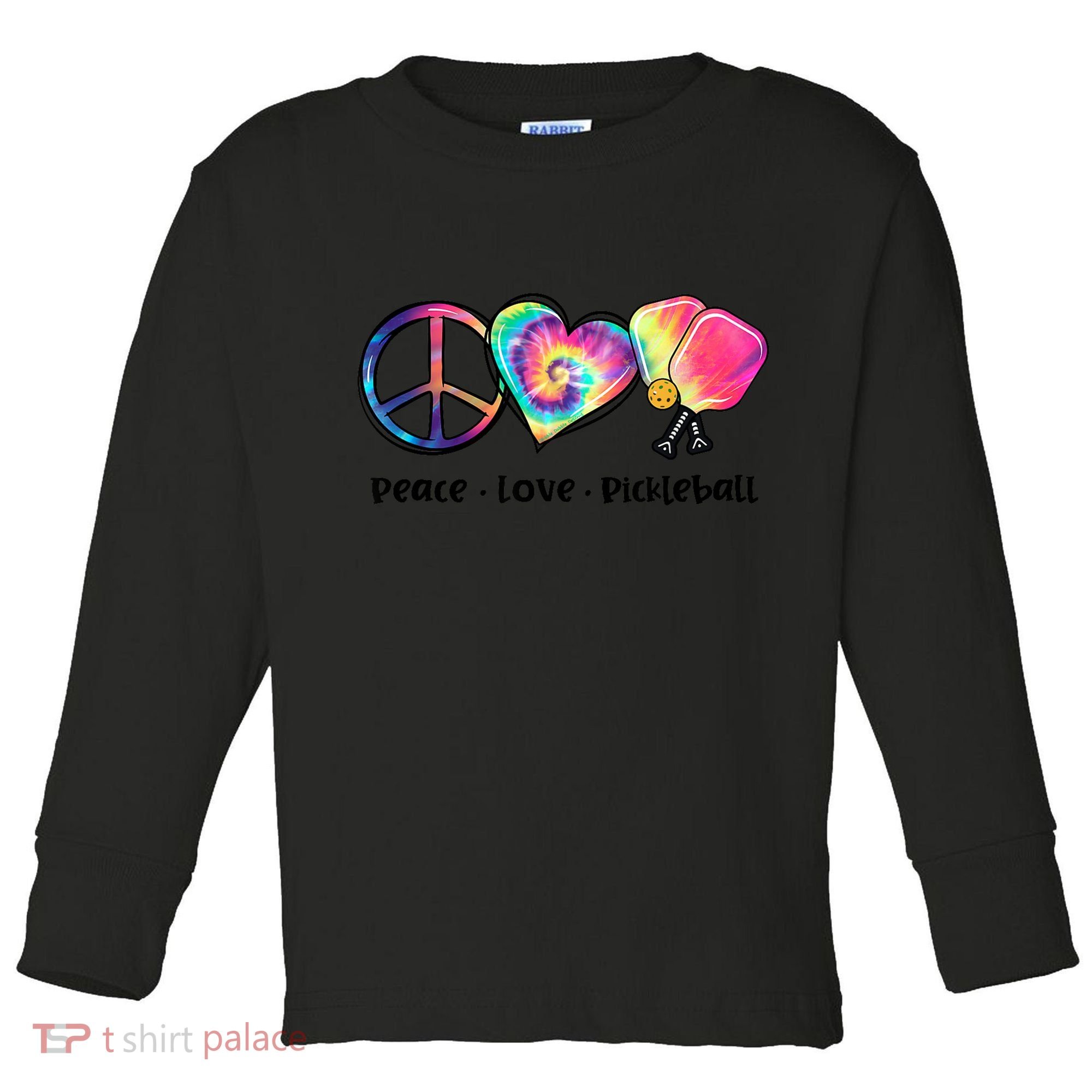 Cute Pickleball Tie Dye Peace Love Pickleball Lovers Gift Ideas Toddler Long Sleeve Shirt