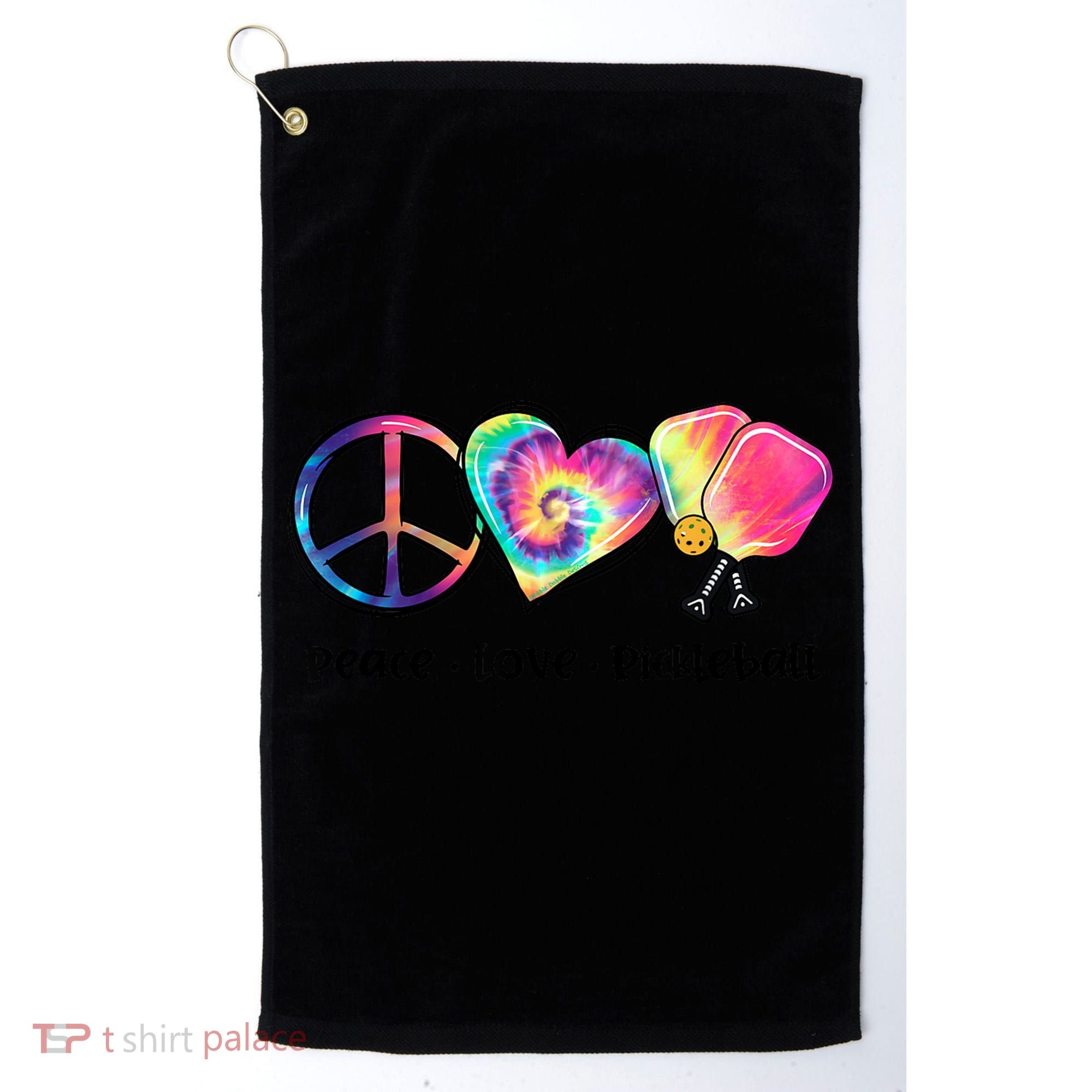 Cute Pickleball Tie Dye Peace Love Pickleball Lovers Gift Ideas Golf Towel