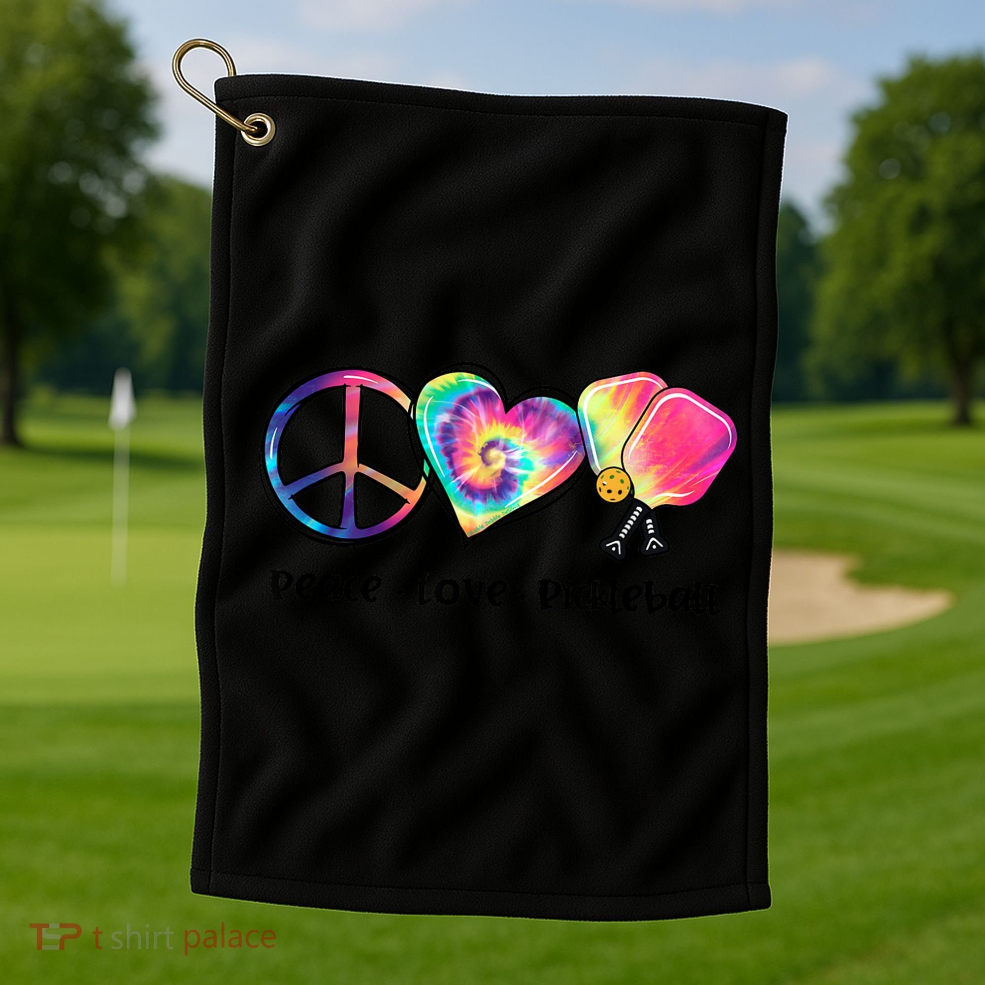 Cute Pickleball Tie Dye Peace Love Pickleball Lovers Gift Ideas Golf Towel