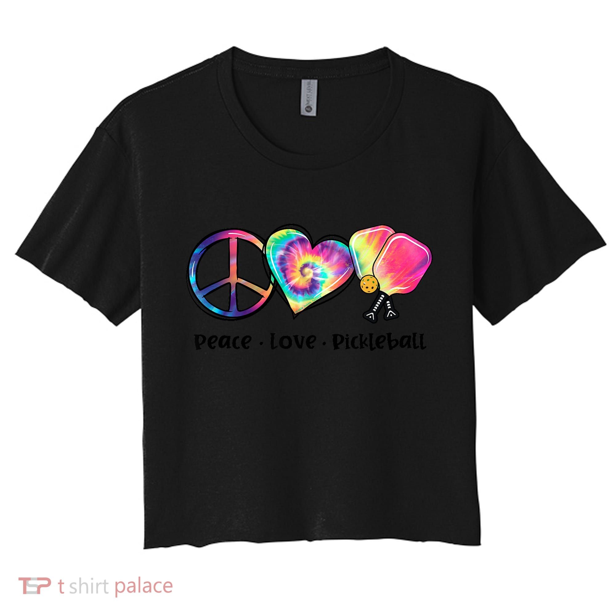 Cute Pickleball Tie Dye Peace Love Pickleball Lovers Gift Ideas Women's Crop Top Tee