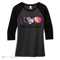 Cute Pickleball Tie Dye Peace Love Pickleball Lovers Gift Ideas Women's Tri-Blend 3/4-Sleeve Raglan Shirt thumb 0