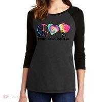Cute Pickleball Tie Dye Peace Love Pickleball Lovers Gift Ideas Women's Tri-Blend 3/4-Sleeve Raglan Shirt thumb 2