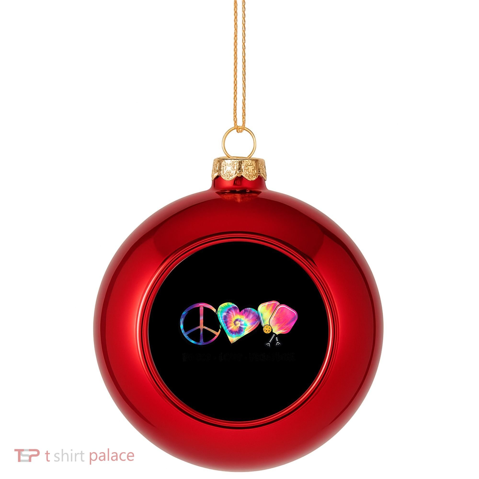 Cute Pickleball Tie Dye Peace Love Pickleball Lovers Gift Ideas Plastic Christmas Ball Ornament