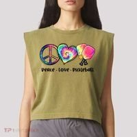 Cute Pickleball Tie Dye Peace Love Pickleball Lovers Gift Ideas Garment-Dyed Women's Muscle Tee thumb 2