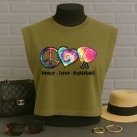 Cute Pickleball Tie Dye Peace Love Pickleball Lovers Gift Ideas Garment-Dyed Women's Muscle Tee thumb 3