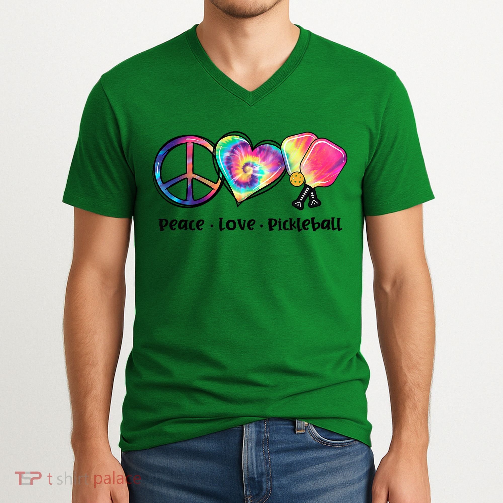 Cute Pickleball Tie Dye Peace Love Pickleball Lovers Gift Ideas V-Neck T-Shirt