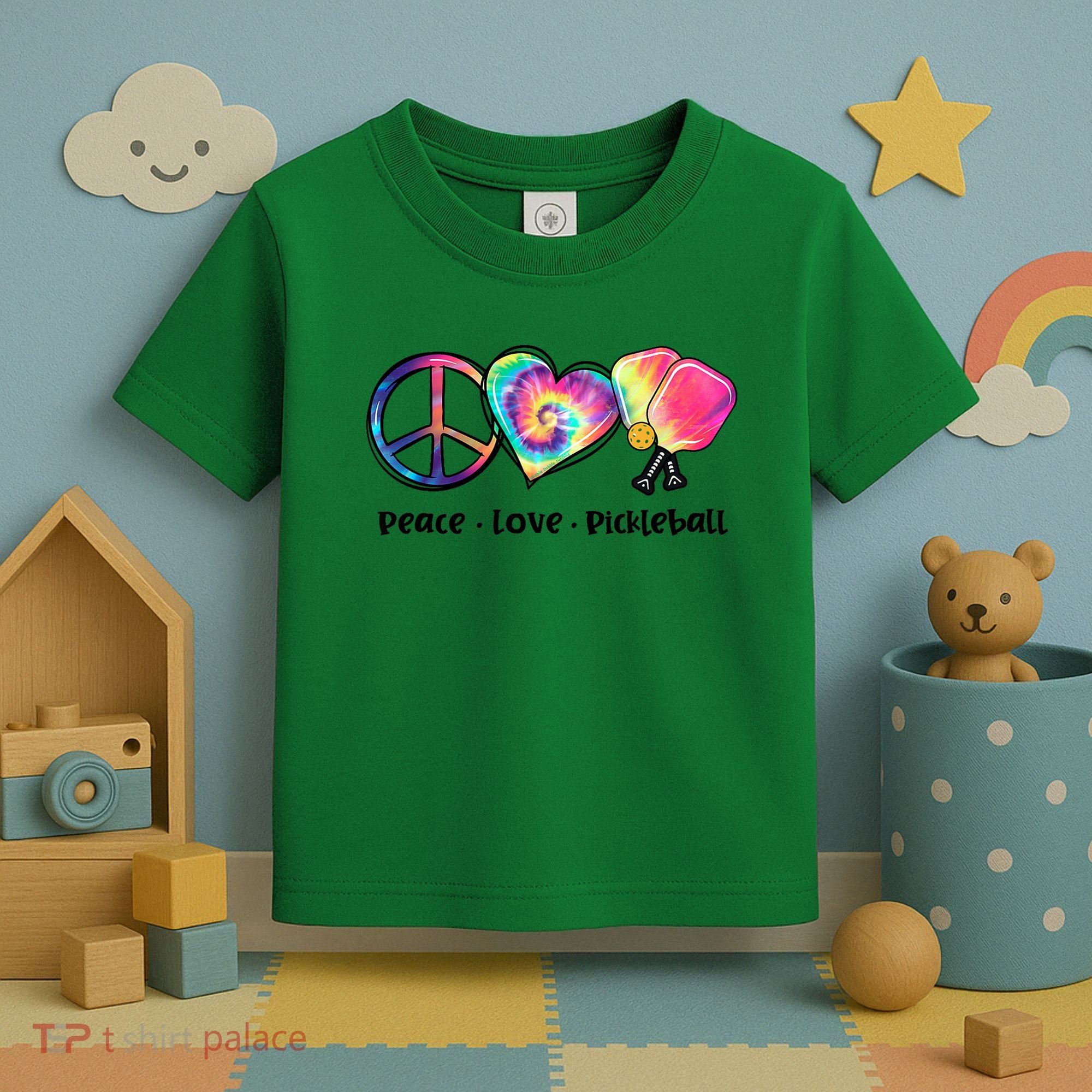 Cute Pickleball Tie Dye Peace Love Pickleball Lovers Gift Ideas Toddler T-Shirt