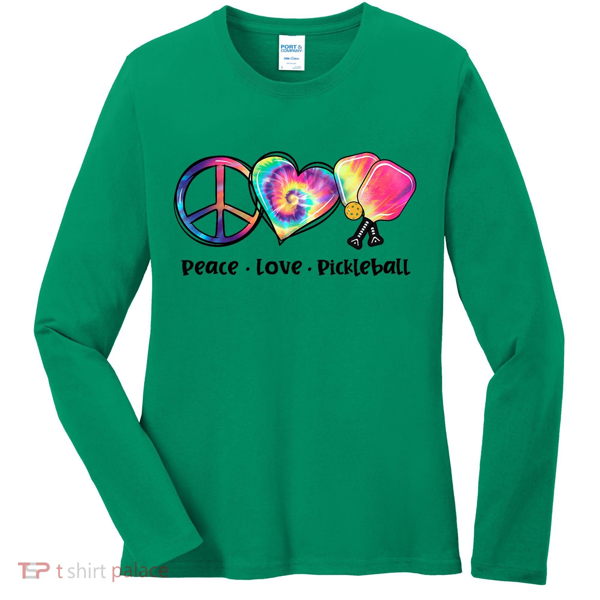Cute Pickleball Tie Dye Peace Love Pickleball Lovers Gift Ideas Women's Long Sleeve Shirt