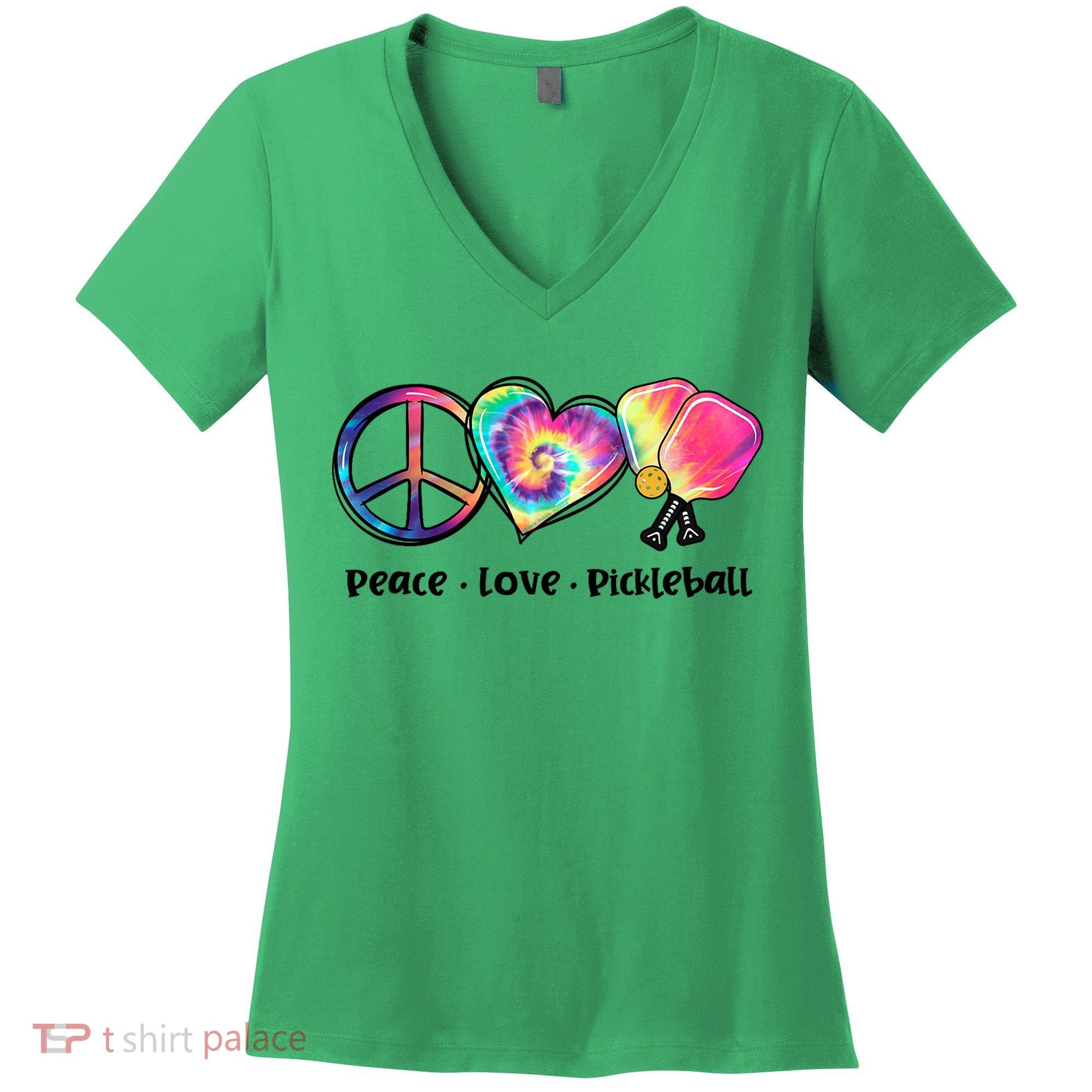 Cute Pickleball Tie Dye Peace Love Pickleball Lovers Gift Ideas Women's V-Neck T-Shirt