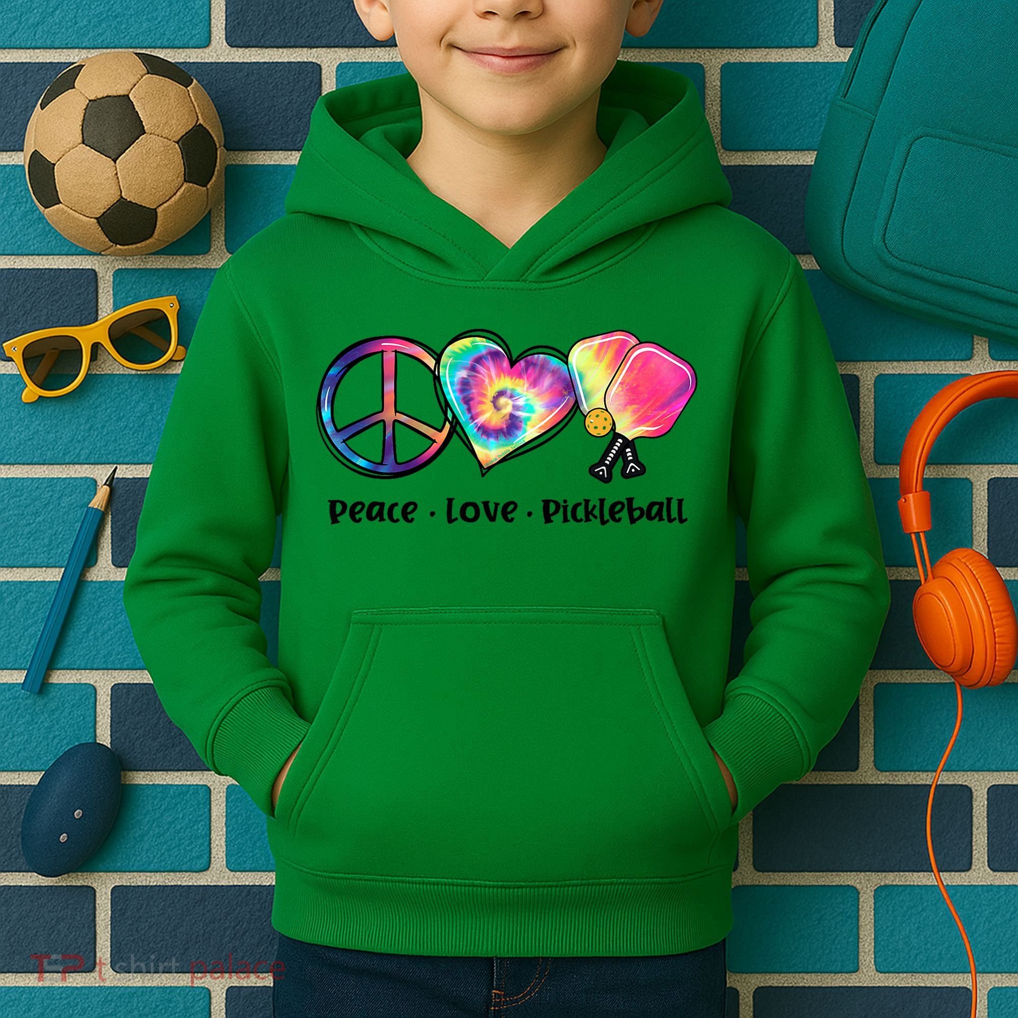 Cute Pickleball Tie Dye Peace Love Pickleball Lovers Gift Ideas Kids Hoodie