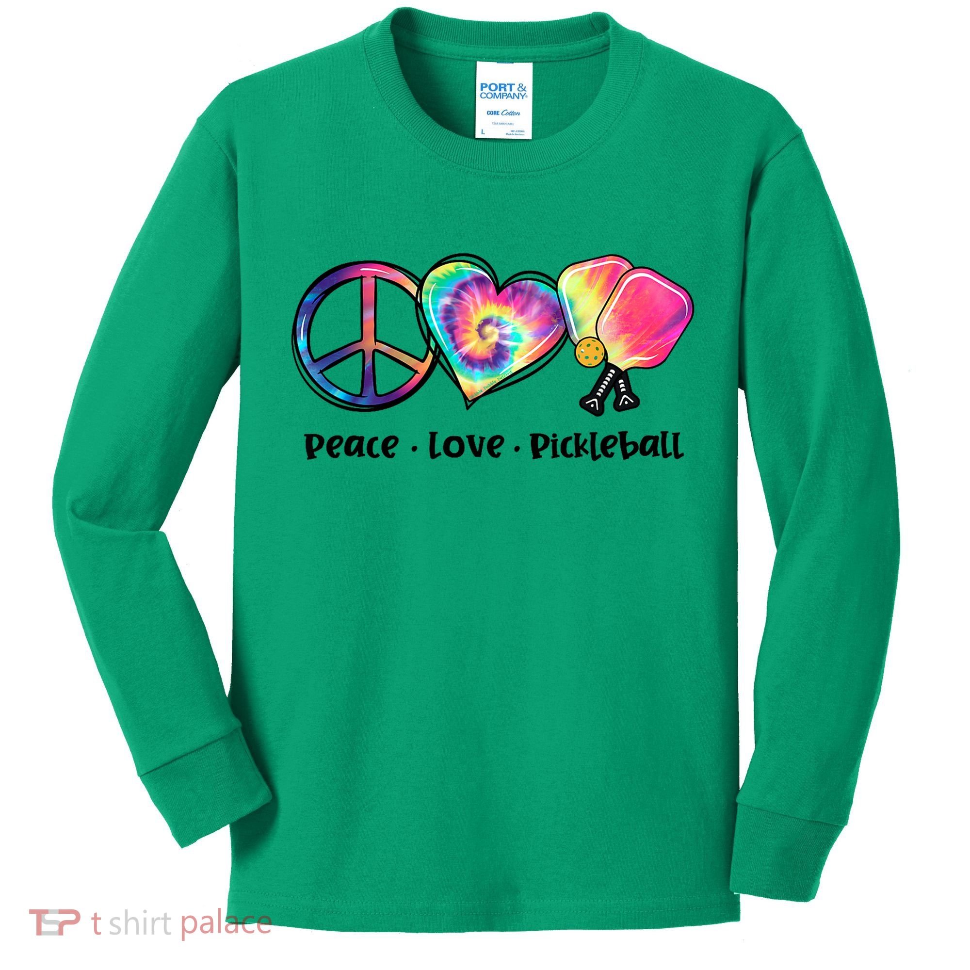 Cute Pickleball Tie Dye Peace Love Pickleball Lovers Gift Ideas Kids Long Sleeve Shirt
