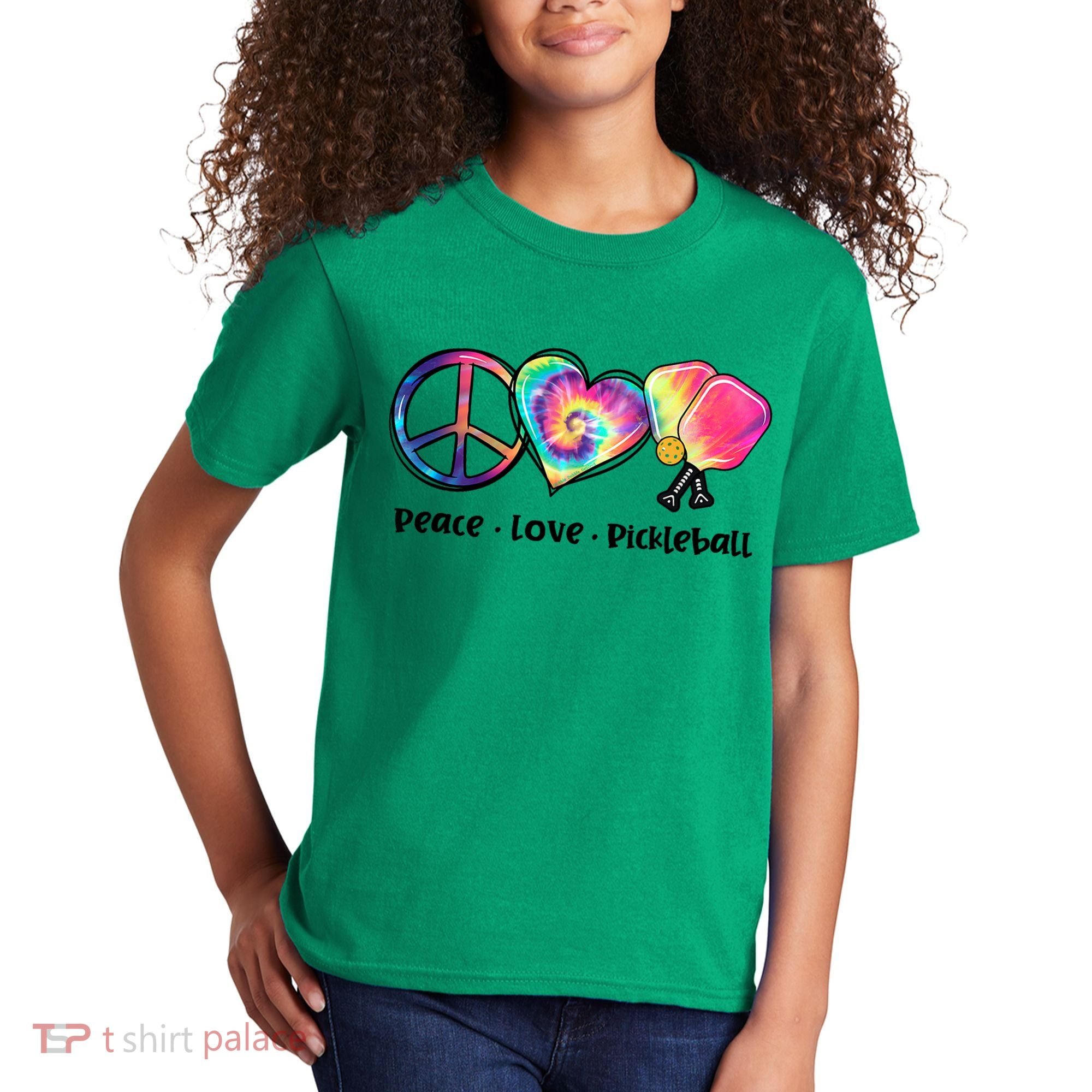 Cute Pickleball Tie Dye Peace Love Pickleball Lovers Gift Ideas Kids T-Shirt