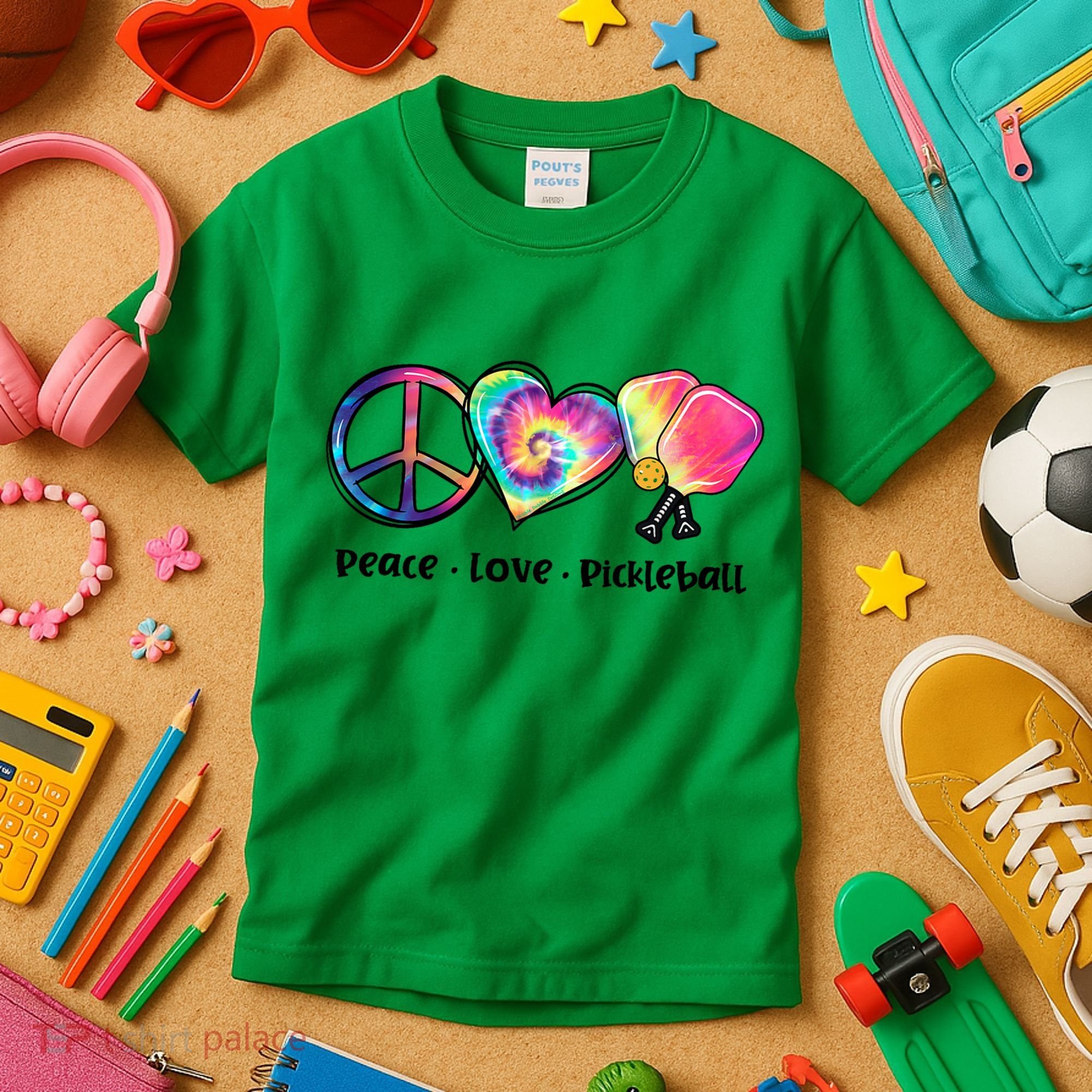 Cute Pickleball Tie Dye Peace Love Pickleball Lovers Gift Ideas Kids T-Shirt