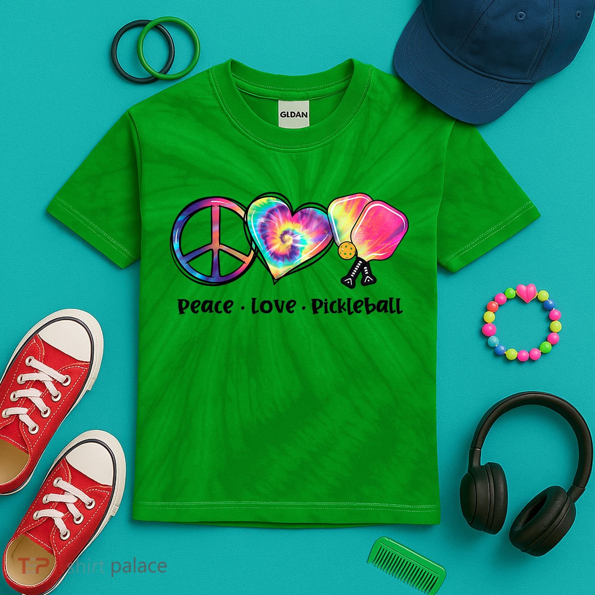 Cute Pickleball Tie Dye Peace Love Pickleball Lovers Gift Ideas Kids Tie-Dye T-Shirt