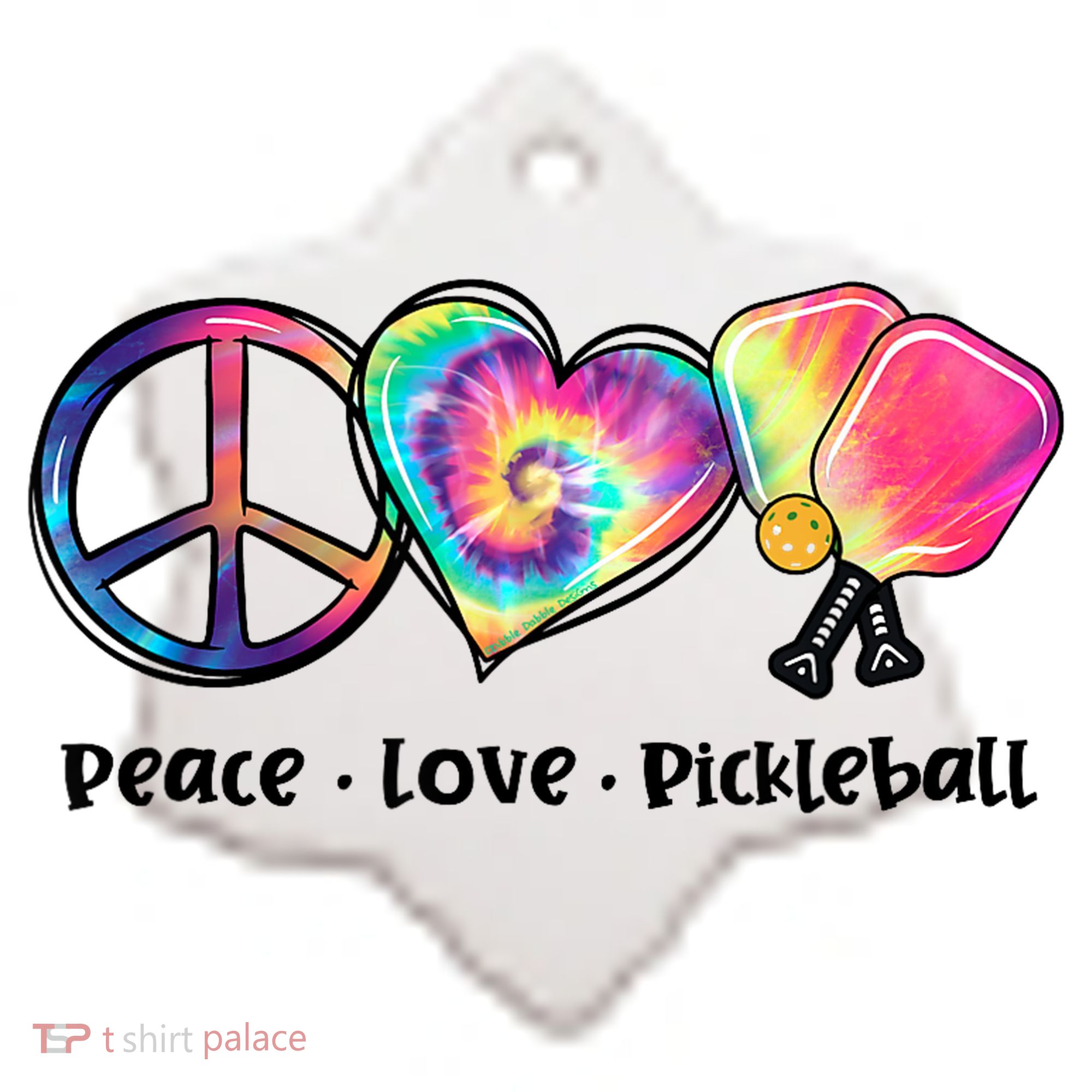 Cute Pickleball Tie Dye Peace Love Pickleball Lovers Gift Ideas Ceramic Ornament