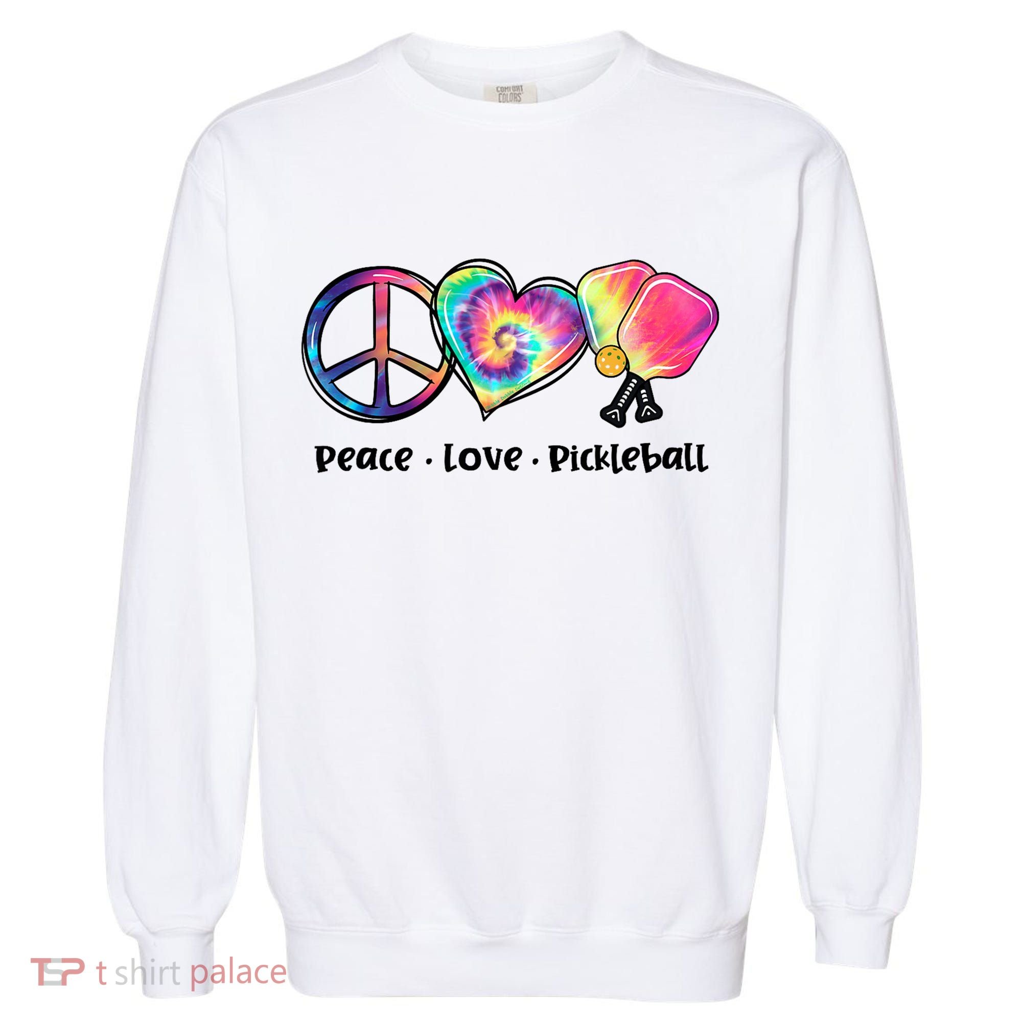 Cute Pickleball Tie Dye Peace Love Pickleball Lovers Gift Ideas Garment-Dyed Sweatshirt