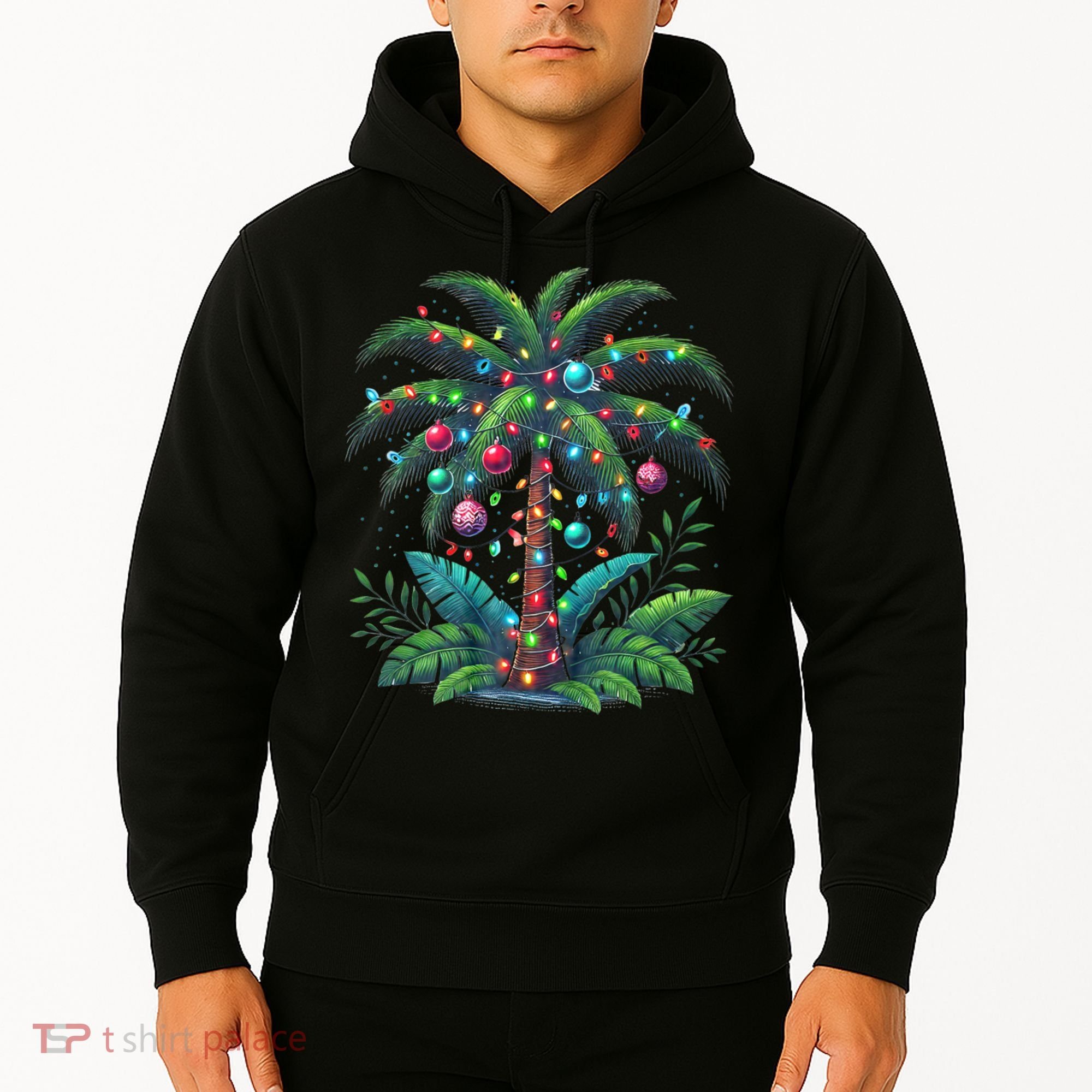 Christmas Palm Tree Merry Christmas Tropical Christmas Hoodie
