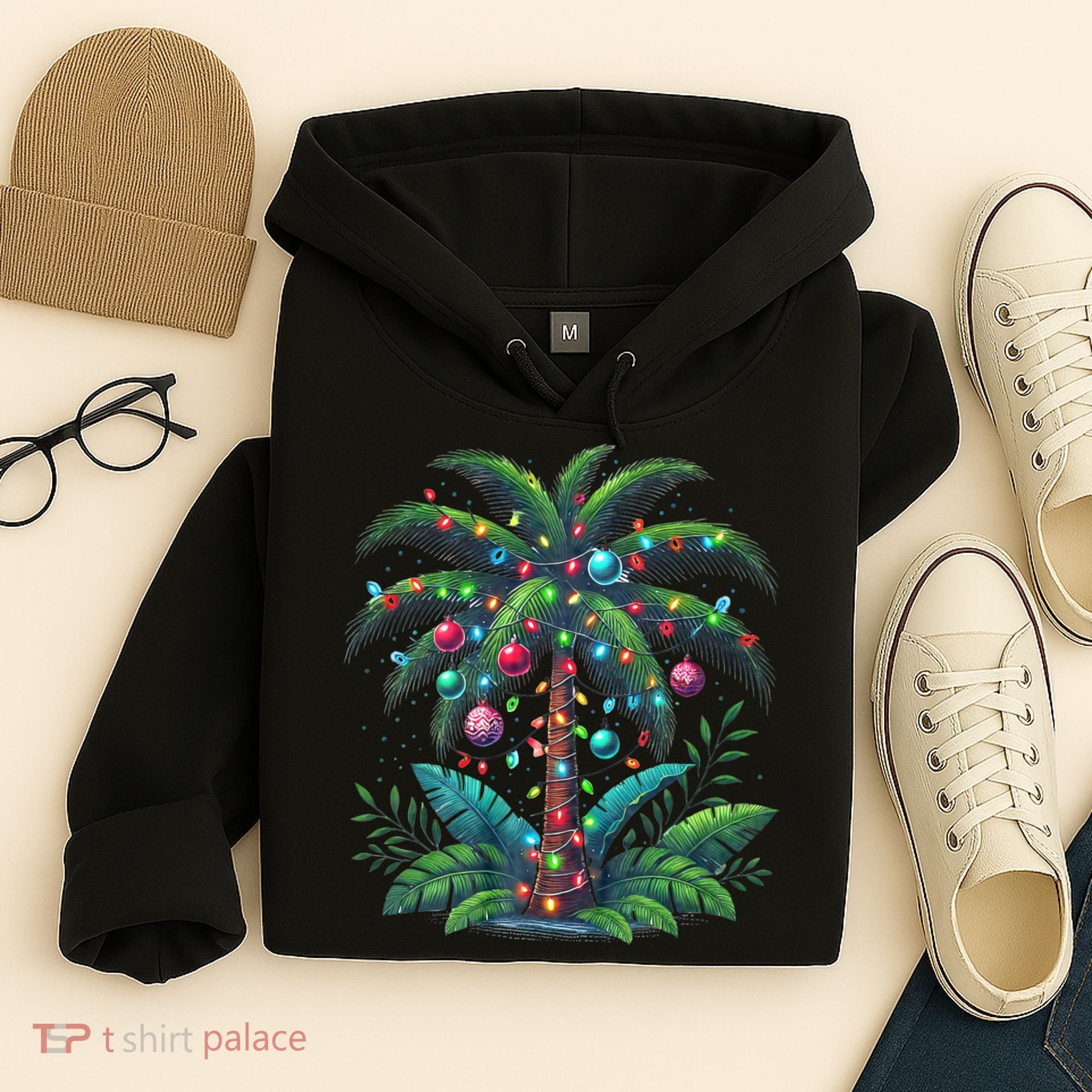 Christmas Palm Tree Merry Christmas Tropical Christmas Hoodie