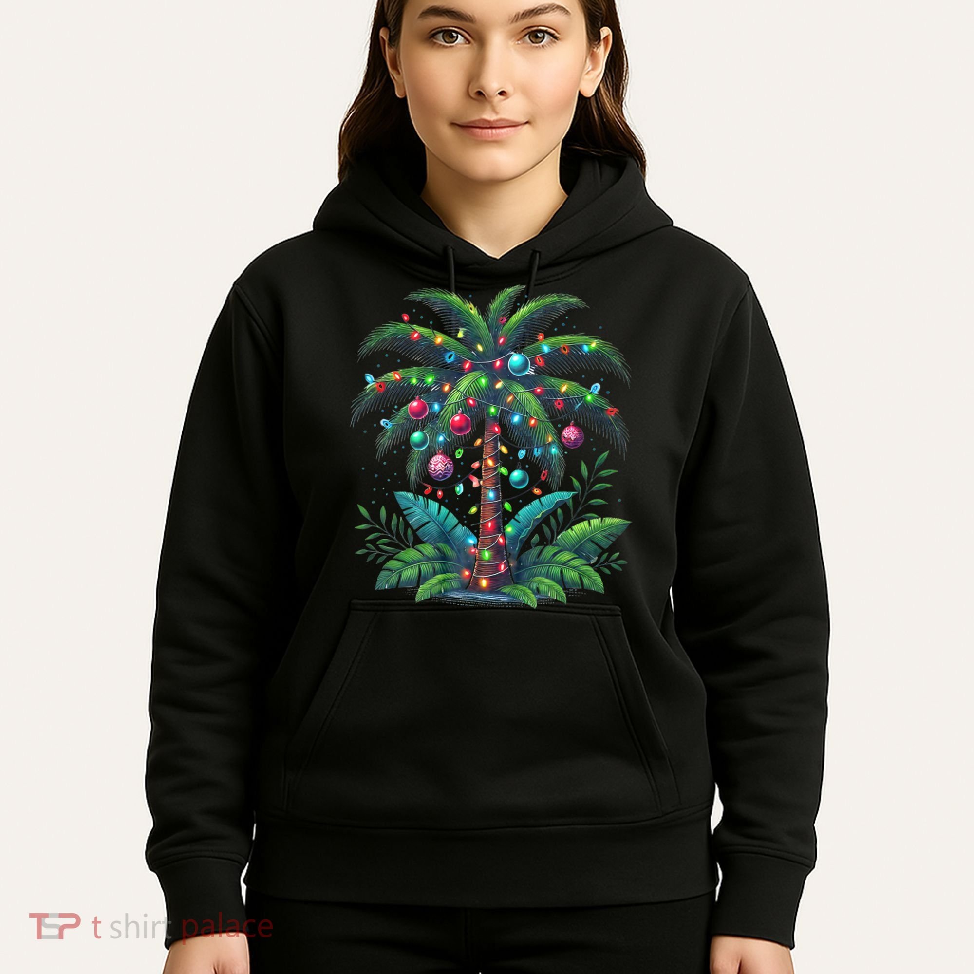 Christmas Palm Tree Merry Christmas Tropical Christmas Hoodie