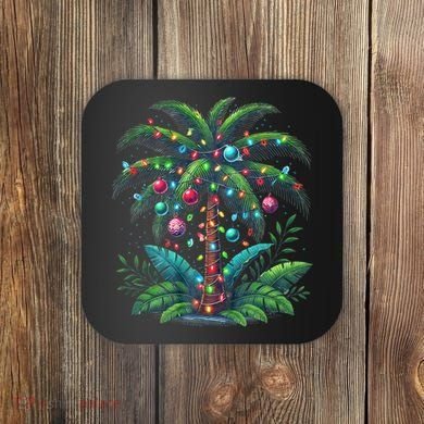 Christmas Palm Tree Merry Christmas Tropical Christmas Coaster