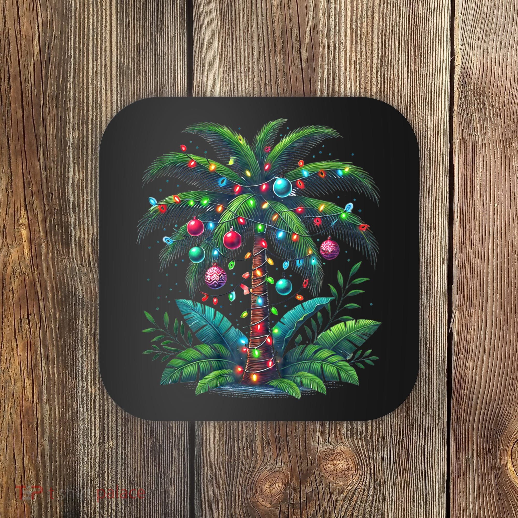 Christmas Palm Tree Merry Christmas Tropical Christmas Coaster
