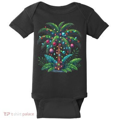Christmas Palm Tree Merry Christmas Tropical Christmas Baby Bodysuit