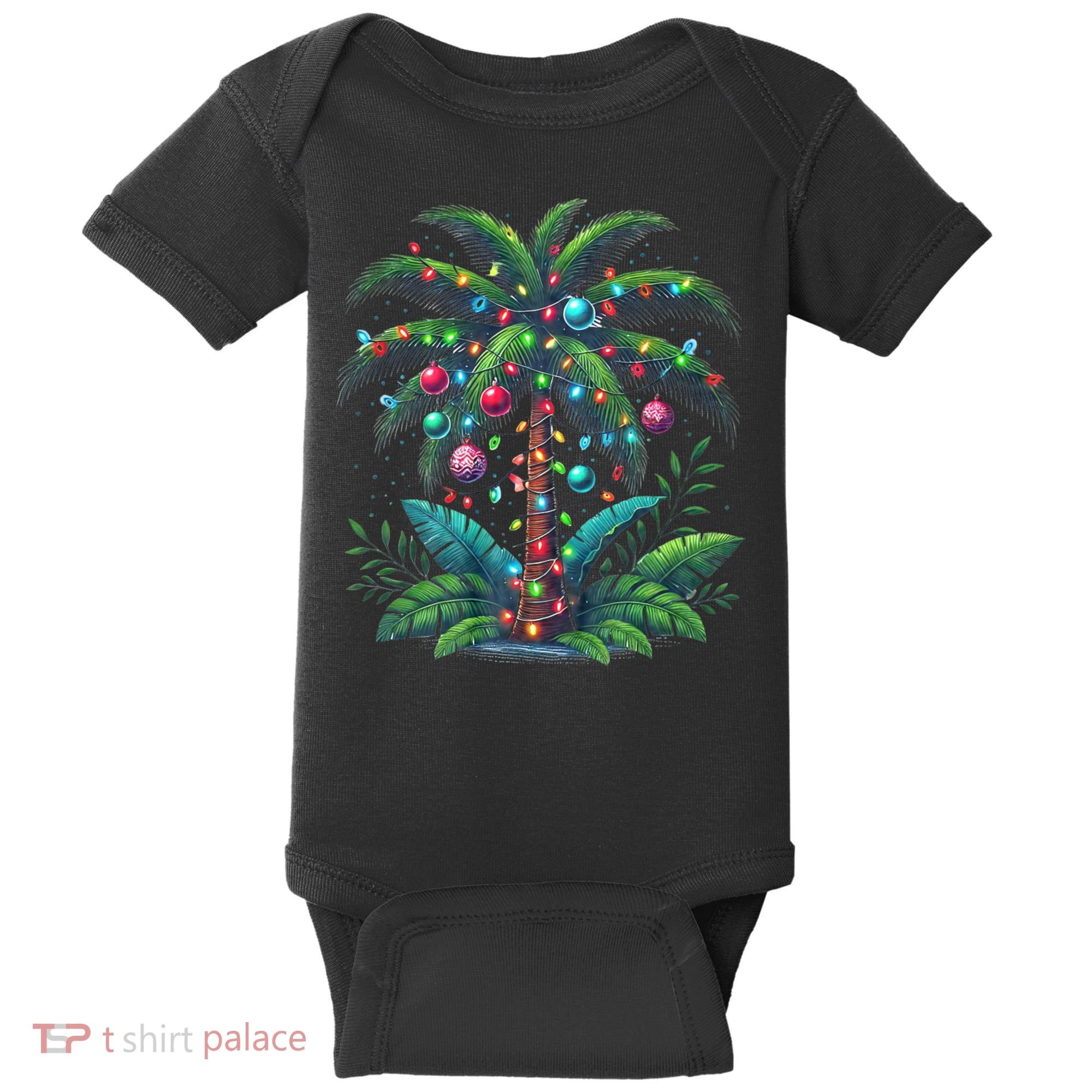 Christmas Palm Tree Merry Christmas Tropical Christmas Baby Bodysuit