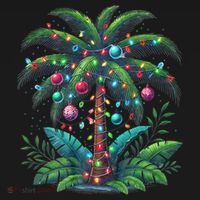 Christmas Palm Tree Merry Christmas Tropical Christmas Baby Bodysuit thumb 2