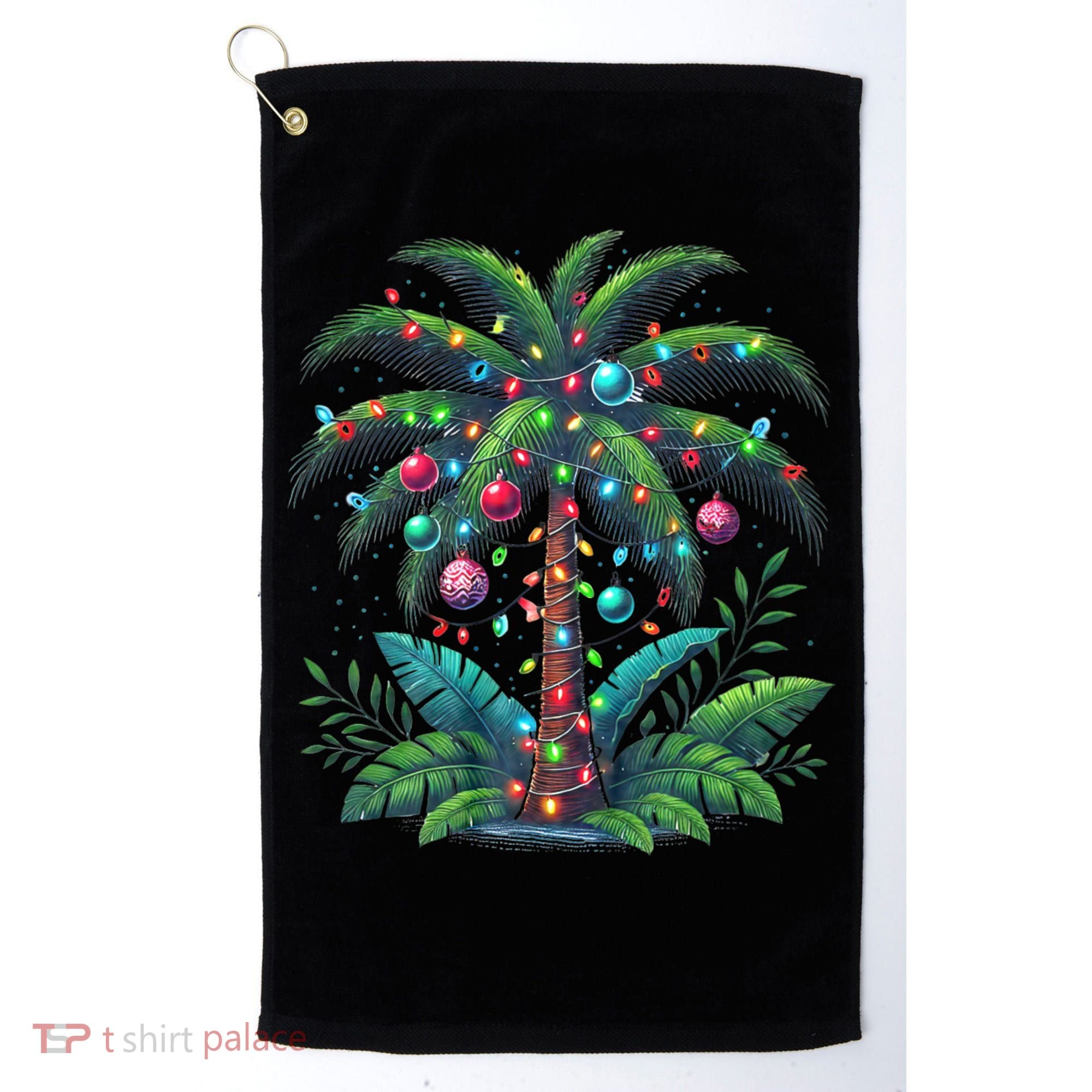 Christmas Palm Tree Merry Christmas Tropical Christmas Golf Towel