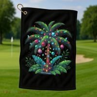 Christmas Palm Tree Merry Christmas Tropical Christmas Golf Towel thumb 1