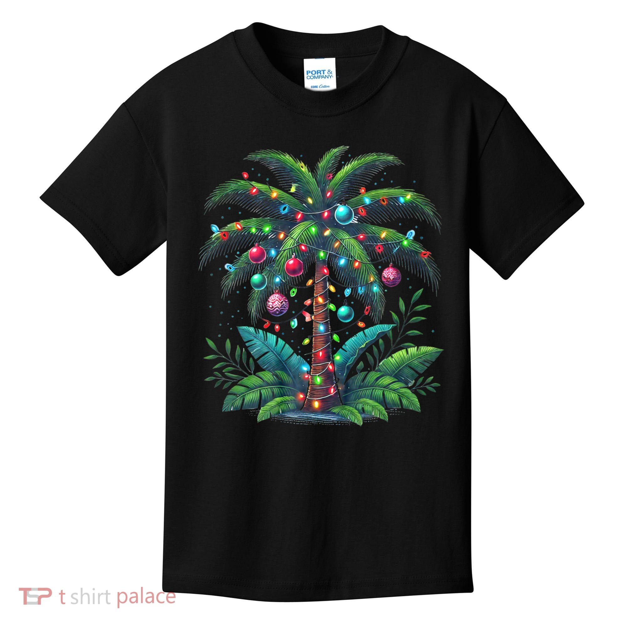Christmas Palm Tree Merry Christmas Tropical Christmas Kids T-Shirt