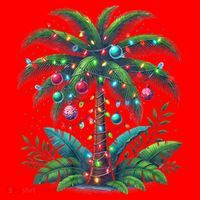 Christmas Palm Tree Merry Christmas Tropical Christmas Santa Hat thumb 1