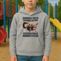 Criminals Prefer Unarmed Victims Dictators Prefer Unarmed Citizens Kids Hoodie thumb 2
