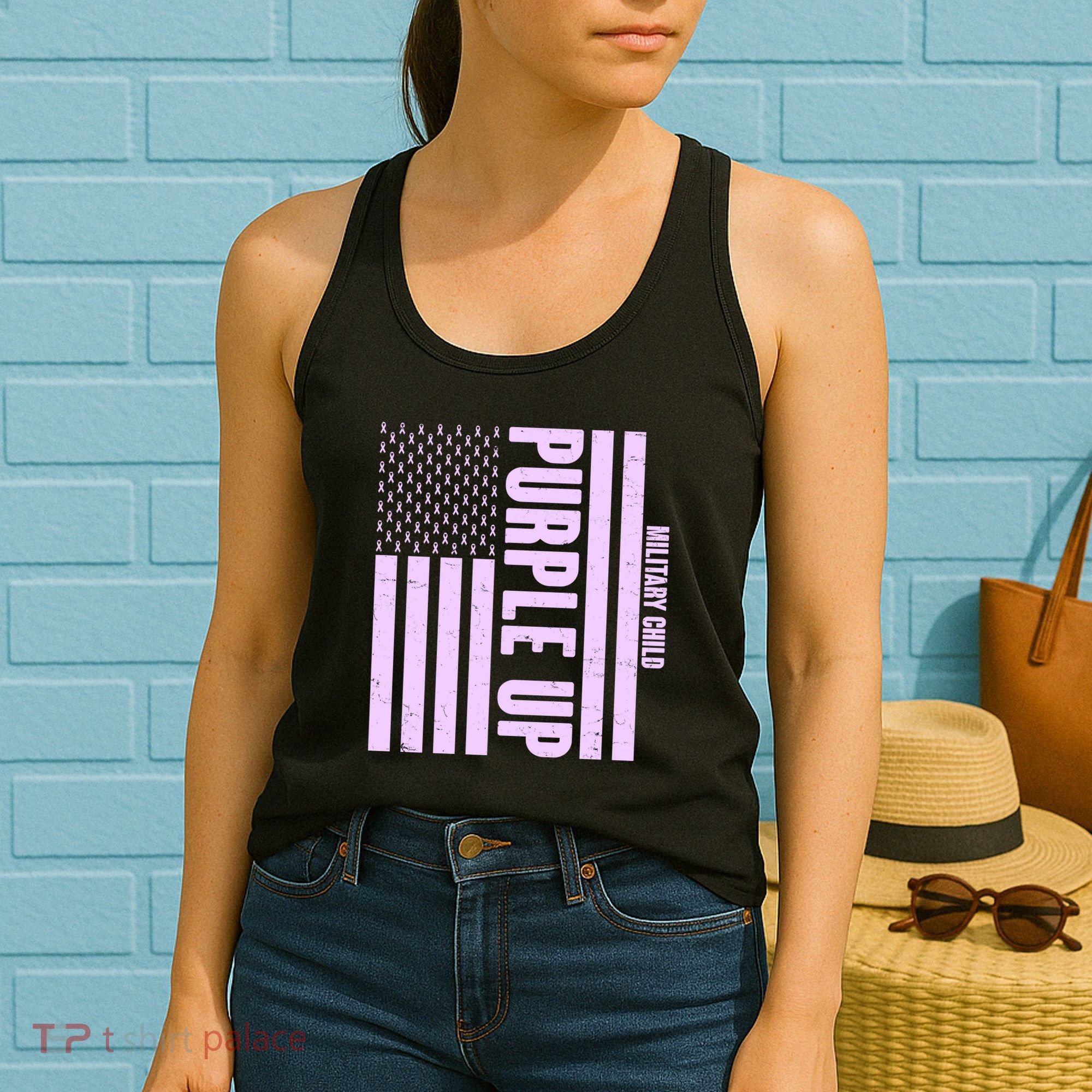 Cool Purple USA American Flag Women's Tank Top