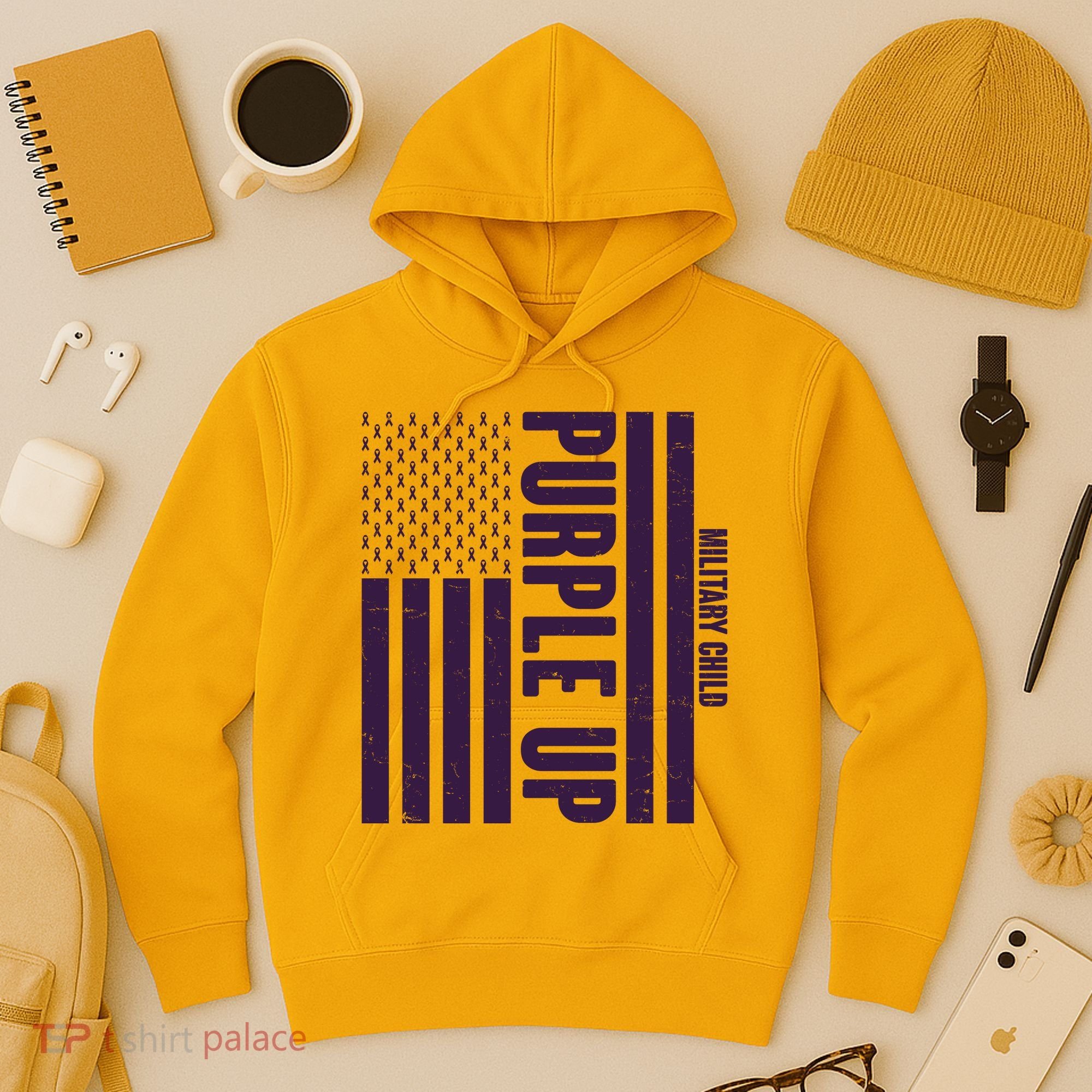 Cool Purple USA American Flag Hoodie