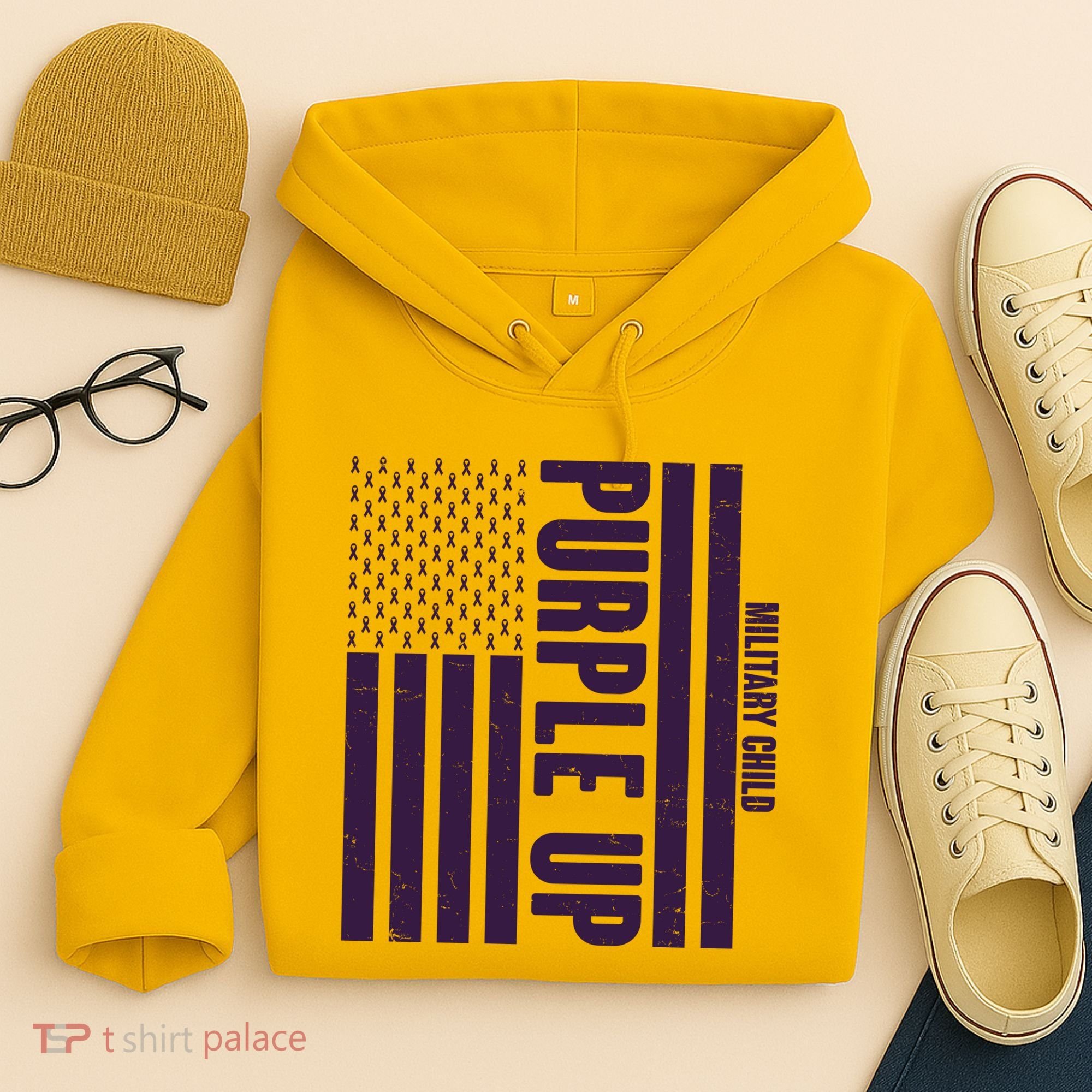 Cool Purple USA American Flag Hoodie