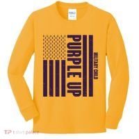 Cool Purple USA American Flag Kids Long Sleeve Shirt thumb 0