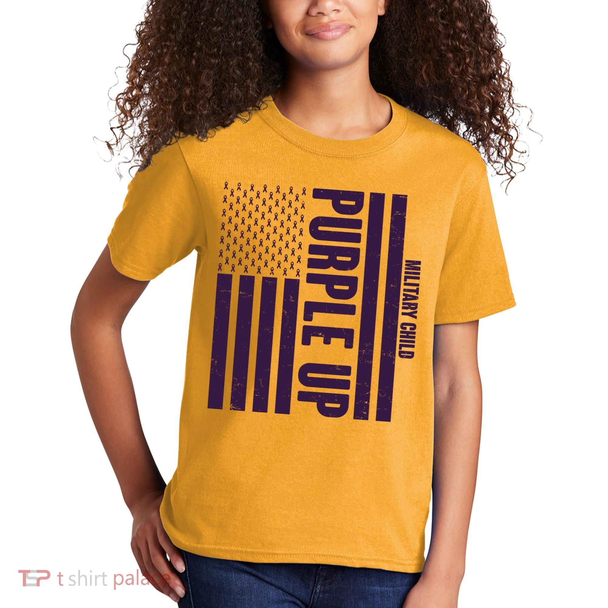 Cool Purple USA American Flag Kids T-Shirt