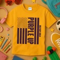 Cool Purple USA American Flag Kids T-Shirt thumb 3