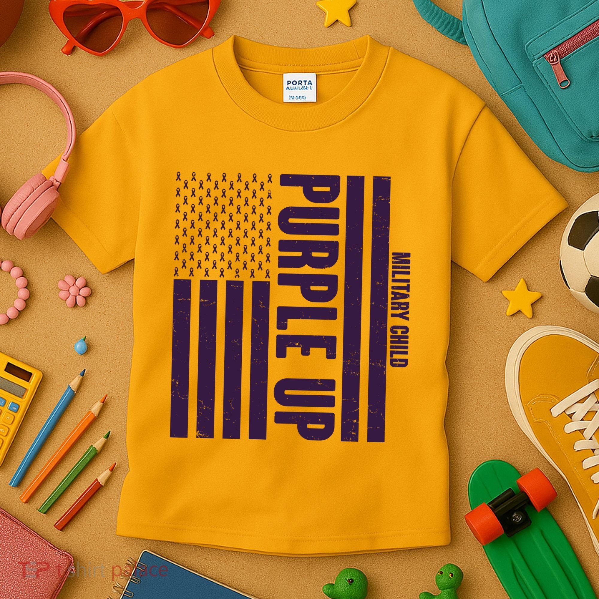 Cool Purple USA American Flag Kids T-Shirt