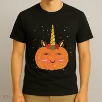 Cute Pumpkin Unicorn Halloween T-Shirt thumb 3