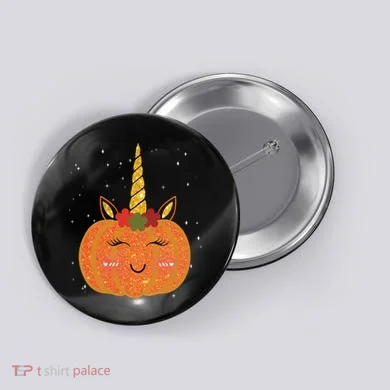 Cute Pumpkin Unicorn Halloween Button