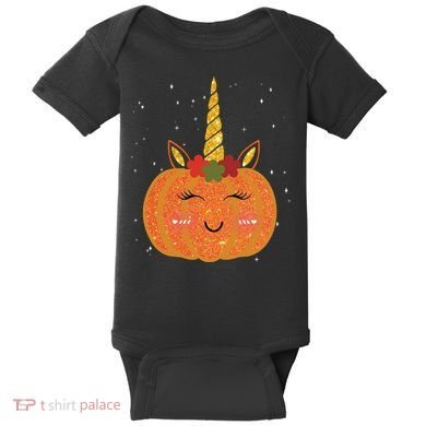 Cute Pumpkin Unicorn Halloween Baby Bodysuit