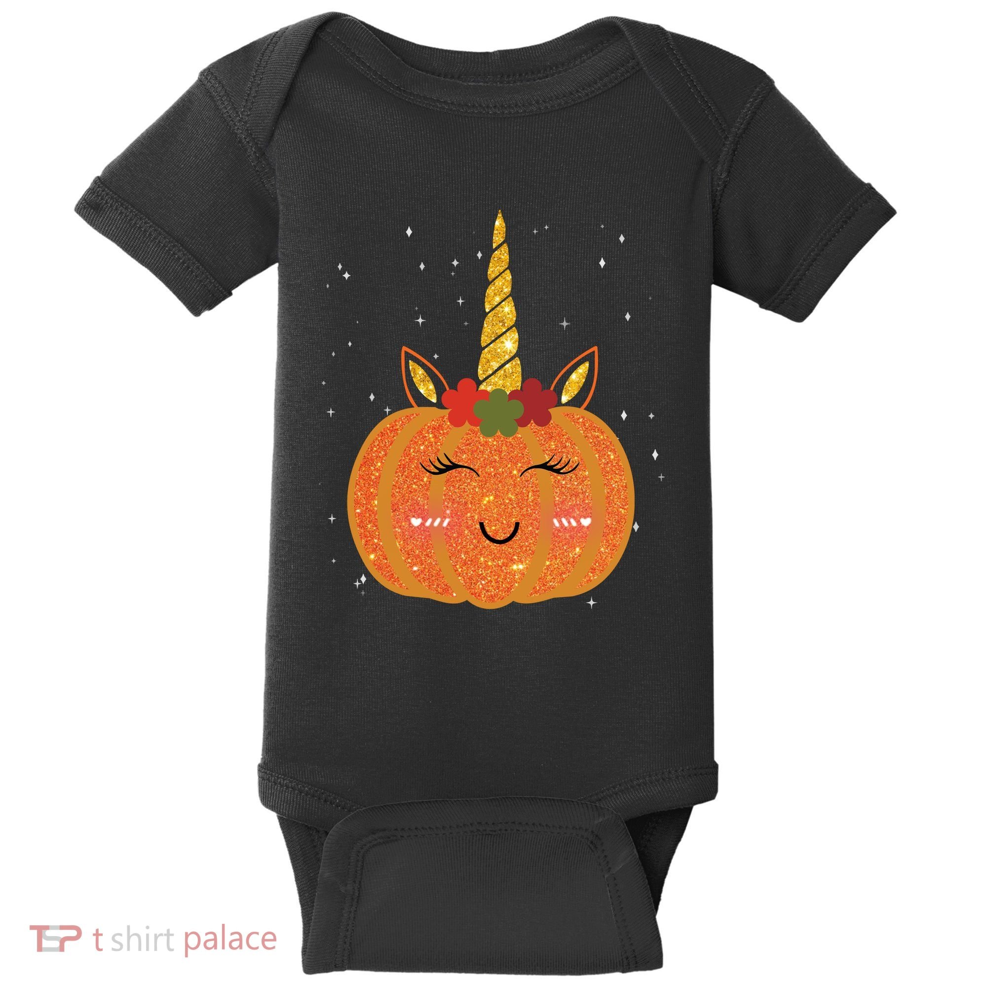 Cute Pumpkin Unicorn Halloween Baby Bodysuit