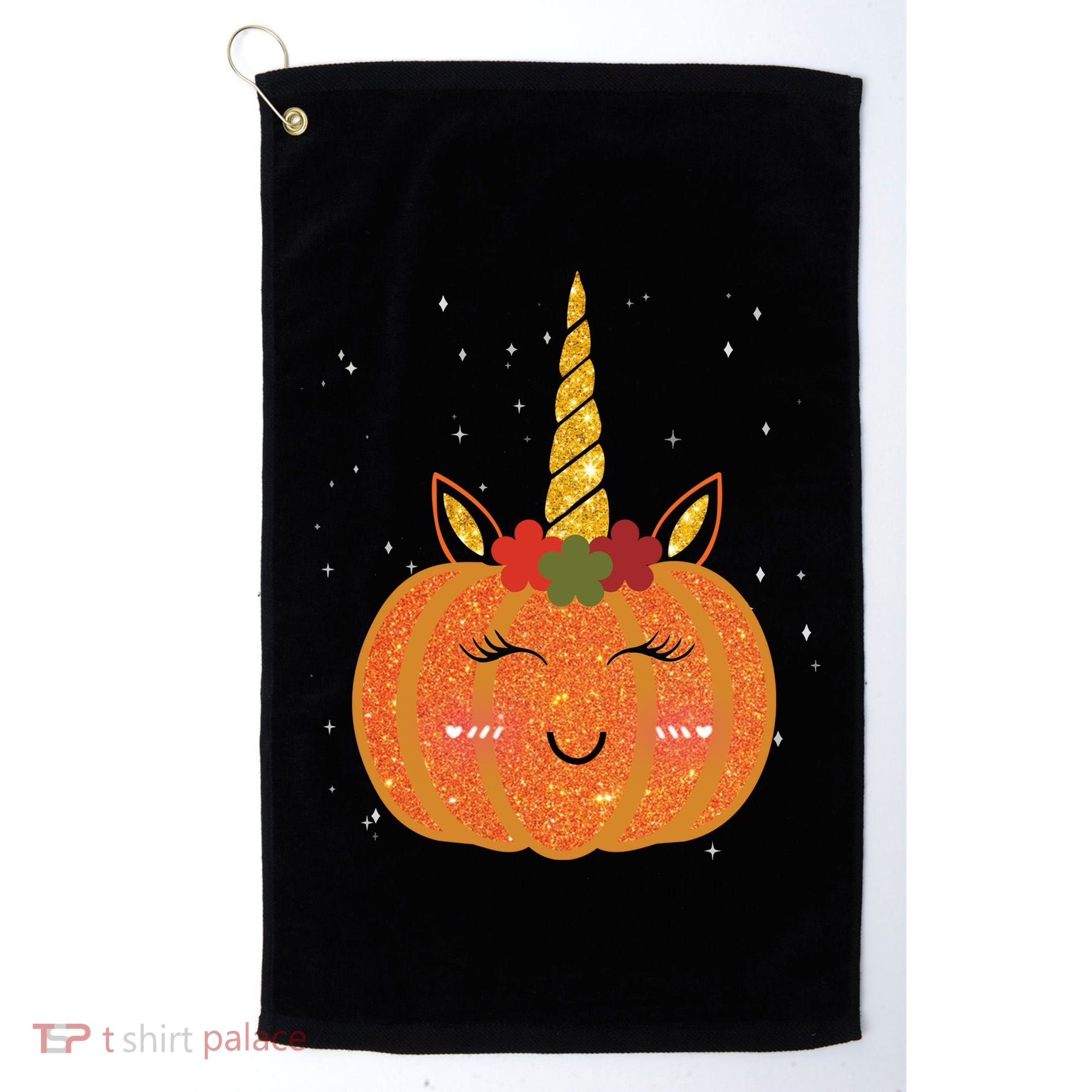Cute Pumpkin Unicorn Halloween Golf Towel