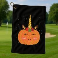 Cute Pumpkin Unicorn Halloween Golf Towel thumb 1